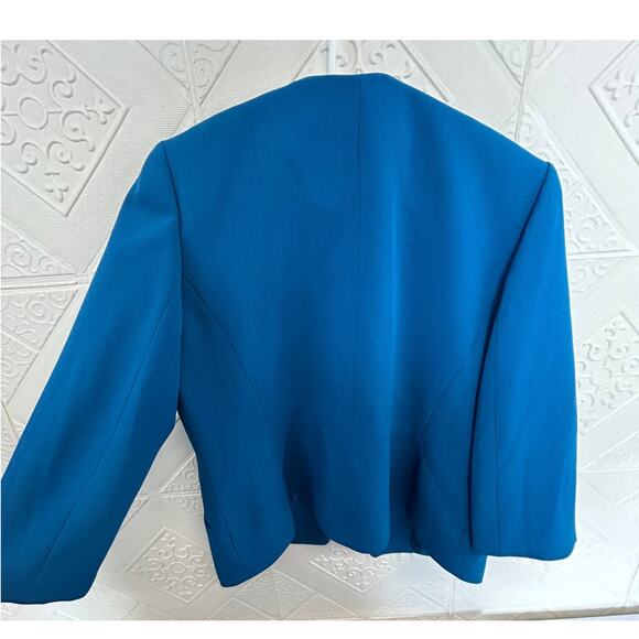 KASPER Size 14P Blue turquoise Skirt Suit Blazer Lined Jacket Vietnam - Picture 4 of 12